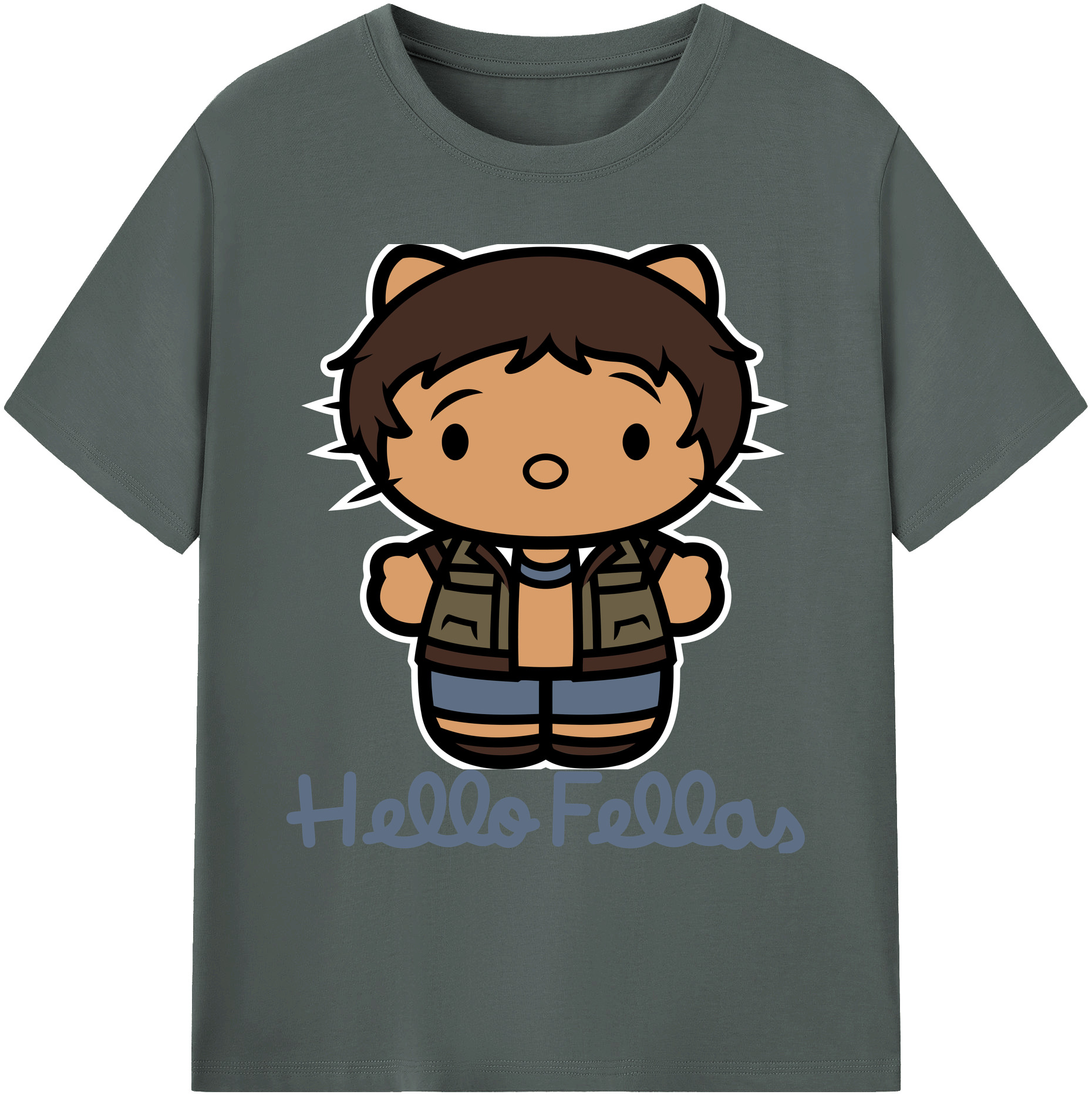 （画像用） Hello Kitty ハローキティ 綿100％ メンズ半袖Tシャツ｜肌触りやわらか＆通気性